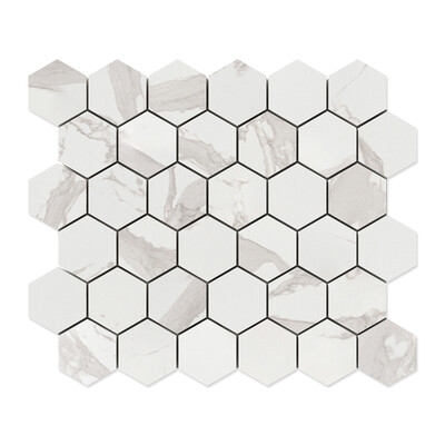 Simplicity Polished Hexagon 2 Porcelain Mosaics 10 3/8×12