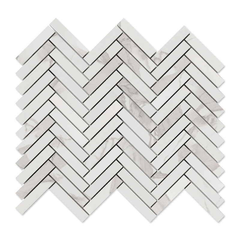 Simplicity Polished Herringbone 5/8×3 Porcelain Mosaics 10 7/16×12 13/16