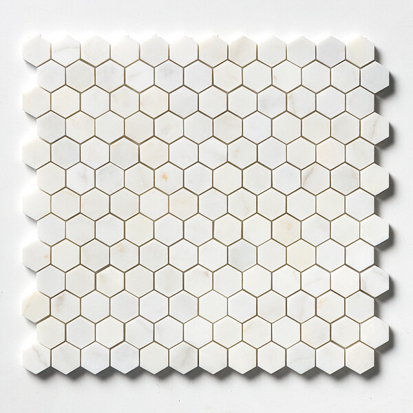 White Pearl Honed Hexagon 1×1 Marble Mosaics 11 1/2×12 1/4