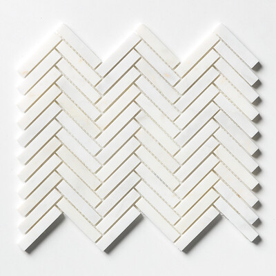 White Pearl Honed Herringbone 5/8×3 Marble Mosaics 10 7/16×12 13/16