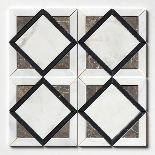 Black Honed Kent Marble Mosaics 13 9/16×13 9/16