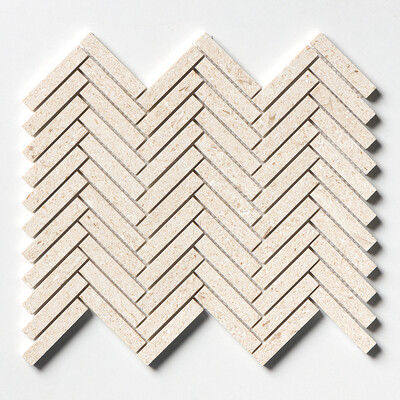 Desert Path Brushed Herringbone 5/8×3 Limestone Mosaics 10 7/16×12 13/16