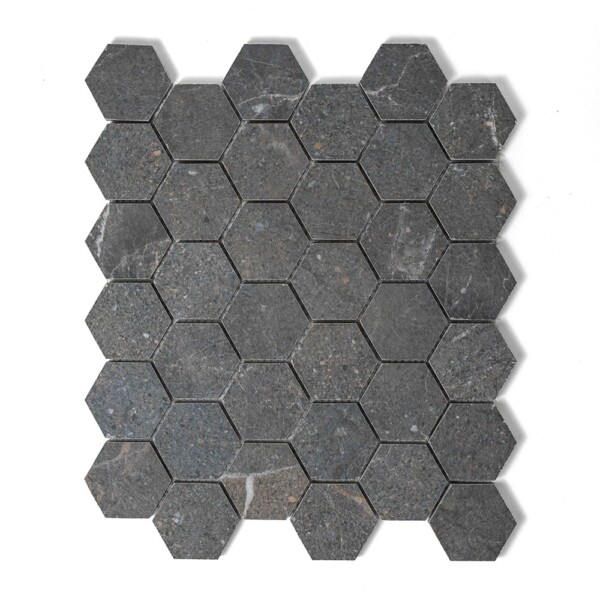 Dark Matte Hexagon 2 Porcelain Mosaics 12×12