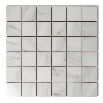 Venato Bianco Glossy Straight Joint 2×2 Porcelain Mosaics 12×12