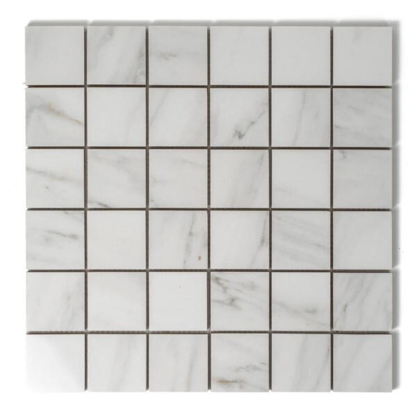Venato Bianco Glossy Straight Joint 2×2 Porcelain Mosaics 12×12