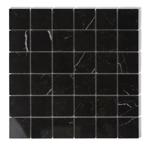 Marquina Nero Lux Glossy Straight Joint 2×2 Porcelain Mosaics 12×12