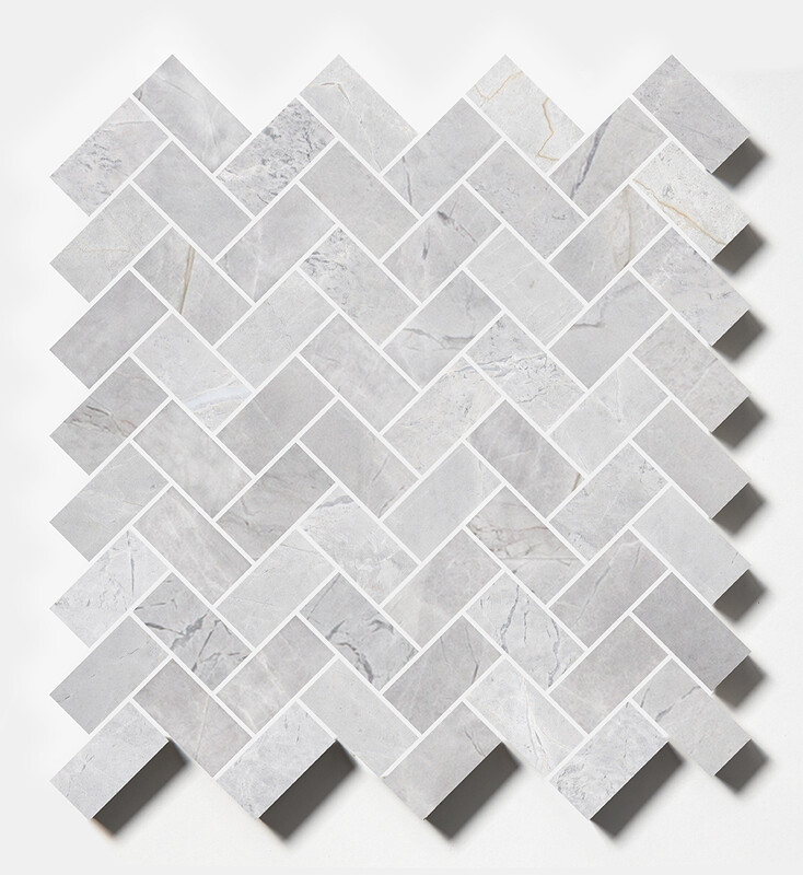 Avalanche Honed Herringbone 1×2 Marble Mosaics 12 1/8×13 3/8