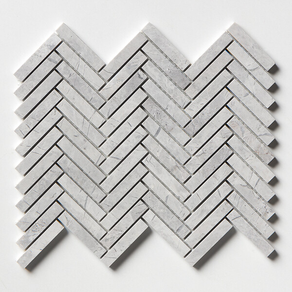 Avalanche Honed Herringbone 5/8×3 Marble Mosaics 10 7/16×12 13/16