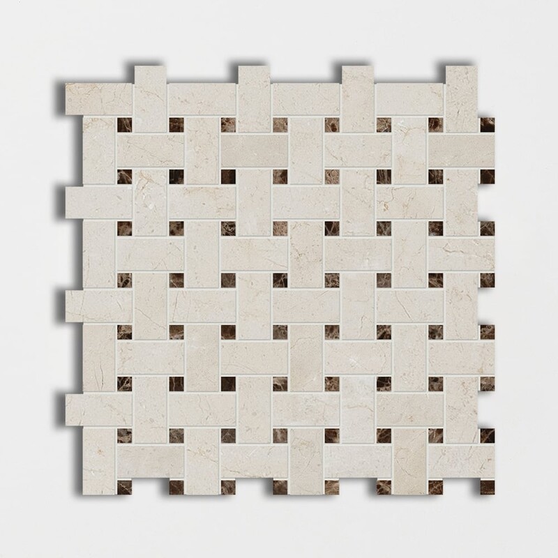 Crema Marfil Polished Basket Weave Marble Mosaics 12×12