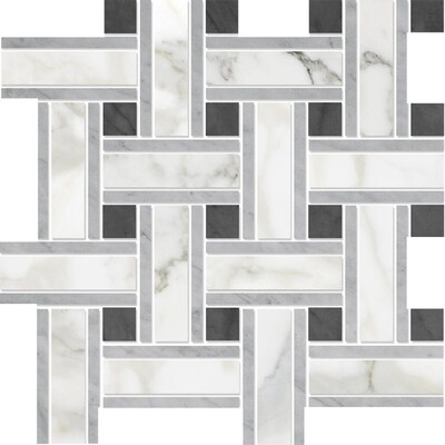 Calacatta Gold Polished Thin Basket Marble Mosaics 12×12