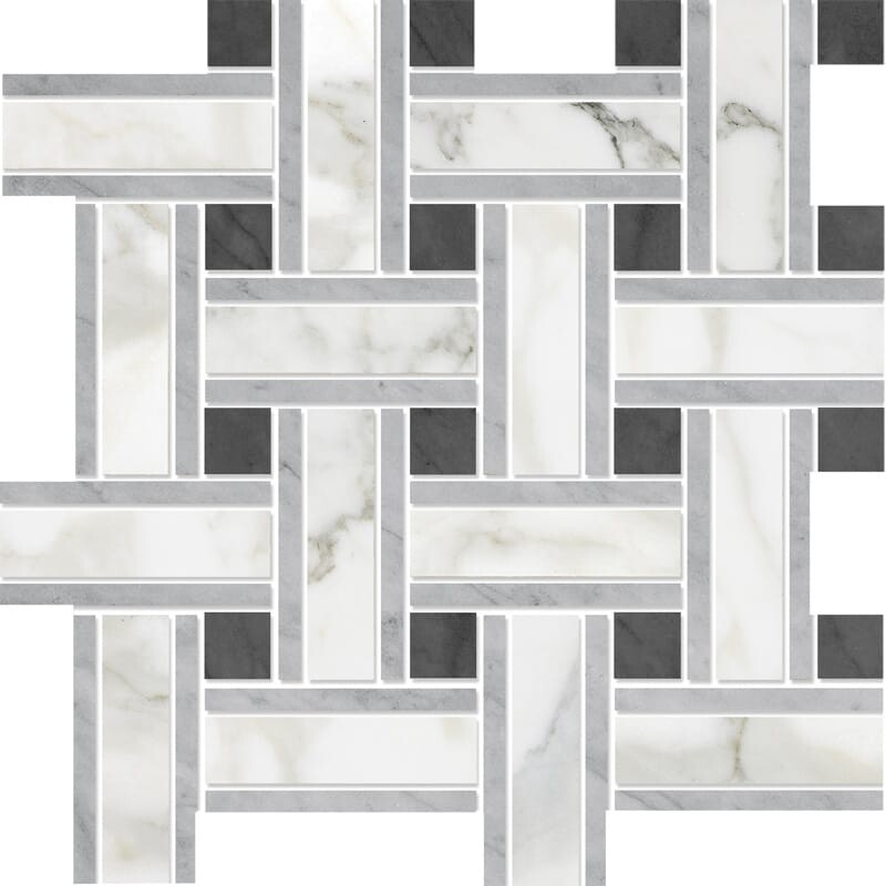 Calacatta Gold Polished Thin Basket Marble Mosaics 12×12