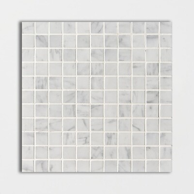 Mosaico de mármol italiano Carrara apomazado 1x1 12x12