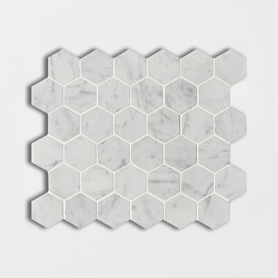 Italian Carrara Honed Hexagon Marble Mosaic 12x12