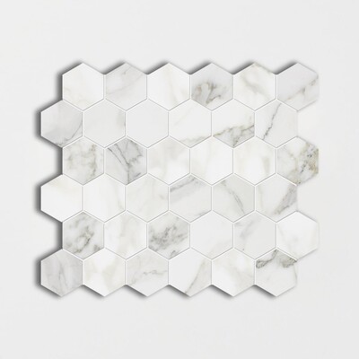 Calacatta Gold Polished Hexagon Marble Mosaic 12x12