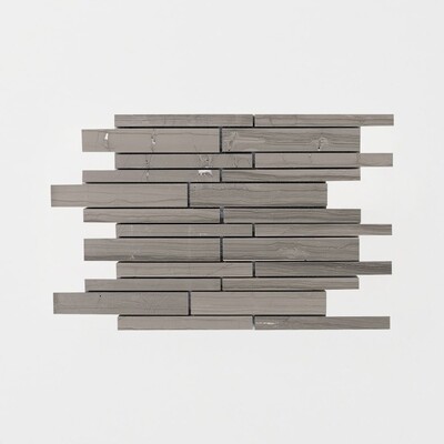 Athens Grey Dark Honed Staggered Joint Marble Mosaic 9x12