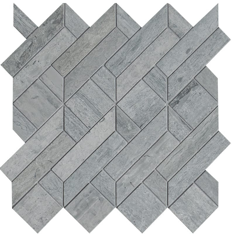 Atelier Grey Light, Athens Grey Dark Honed Desing Bm 101 Marble Waterjet Mosaics 4×7 1/2