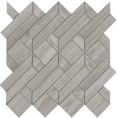 Athens Grey Light Honed Desing Bm 101 Marble Waterjet Mosaics 4×7 1/2