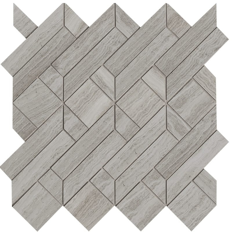 Athens Grey Light Honed Desing Bm 101 Marble Waterjet Mosaics 4×7 1/2