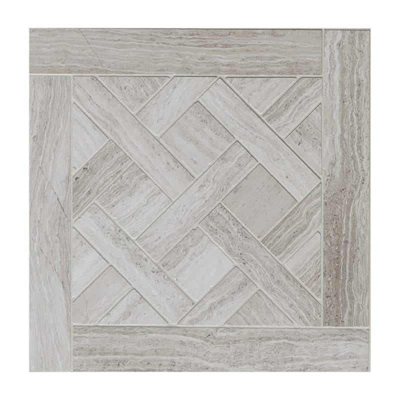 Athens Grey Light Honed Desing Bm 102 Marble Waterjet Mosaics 8 1/2×8 1/2