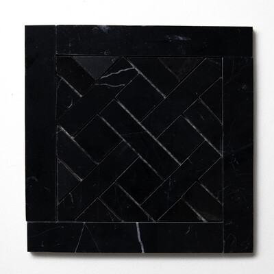 Mosaico de mármol negro apomazado French Quarter 8 1/2x8 1/2