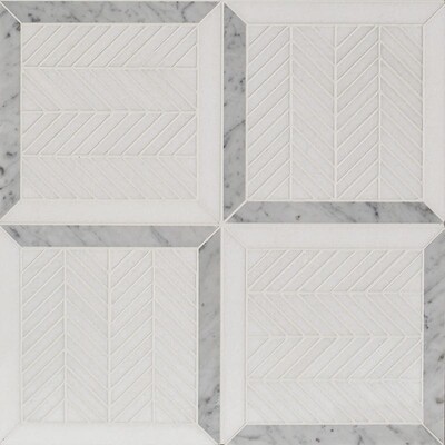 Thassos White, White Carrara Multi Finish Lucca Marble Mosaics 12×12