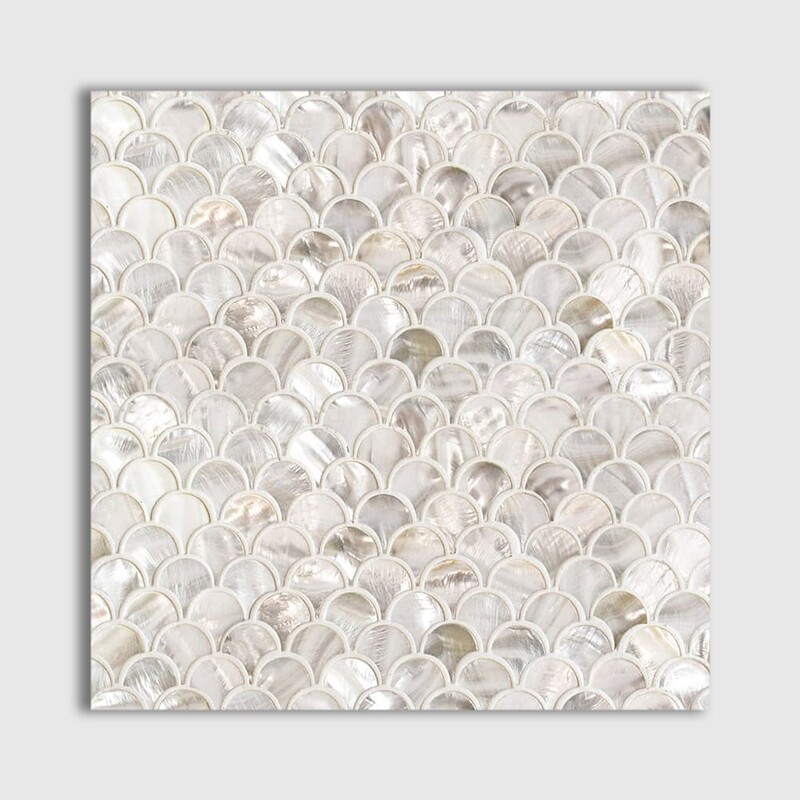 Madre Perla Polished Scallop Iridescent Shell Mosaics 12×12
