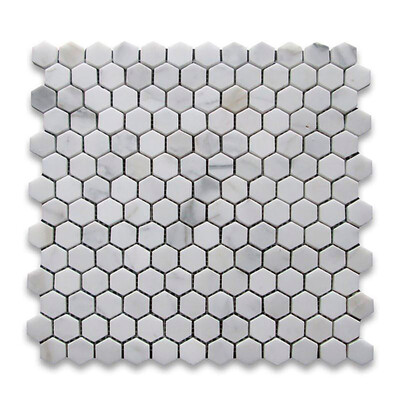 Calacatta Gold Standard Honed Hexagon 1x1 Marble Mosaic 12x12