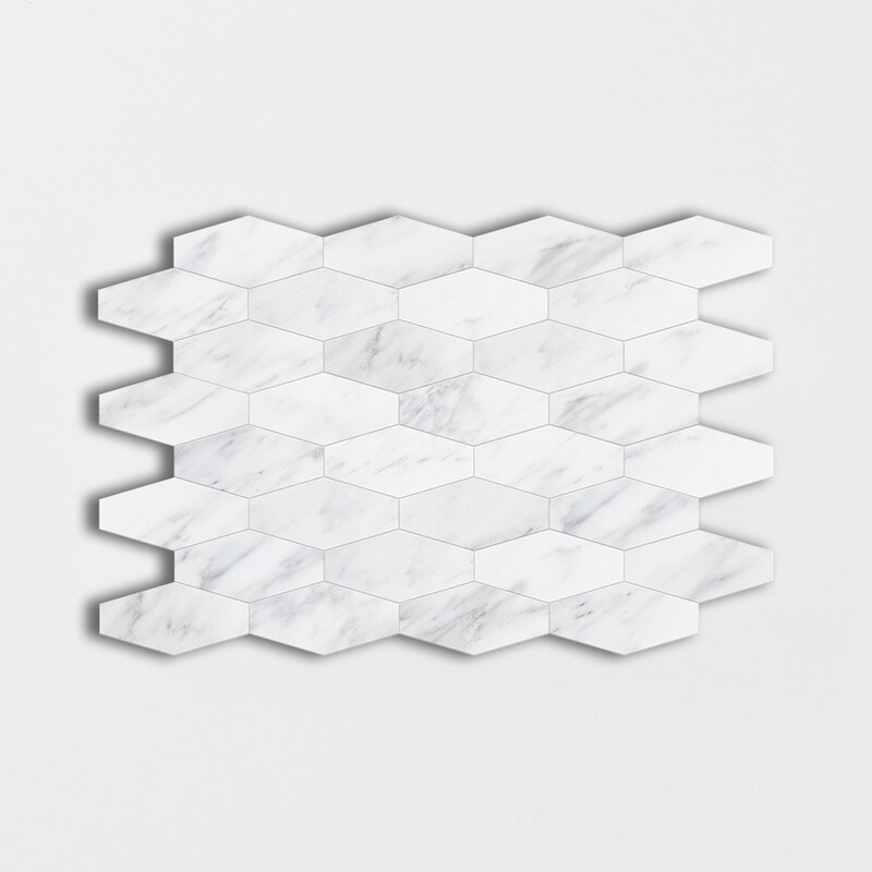 Bella White Honed Elongated Hexagon Marble Mosaics 10×12 1/4