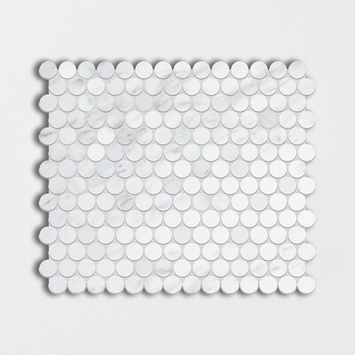 Bella White Honed Penny Round Marble Mosaics 11 1/4×11 3/4