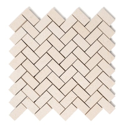 Champagne Honed Herringbone 1/2 Marble Mosaics 10×13