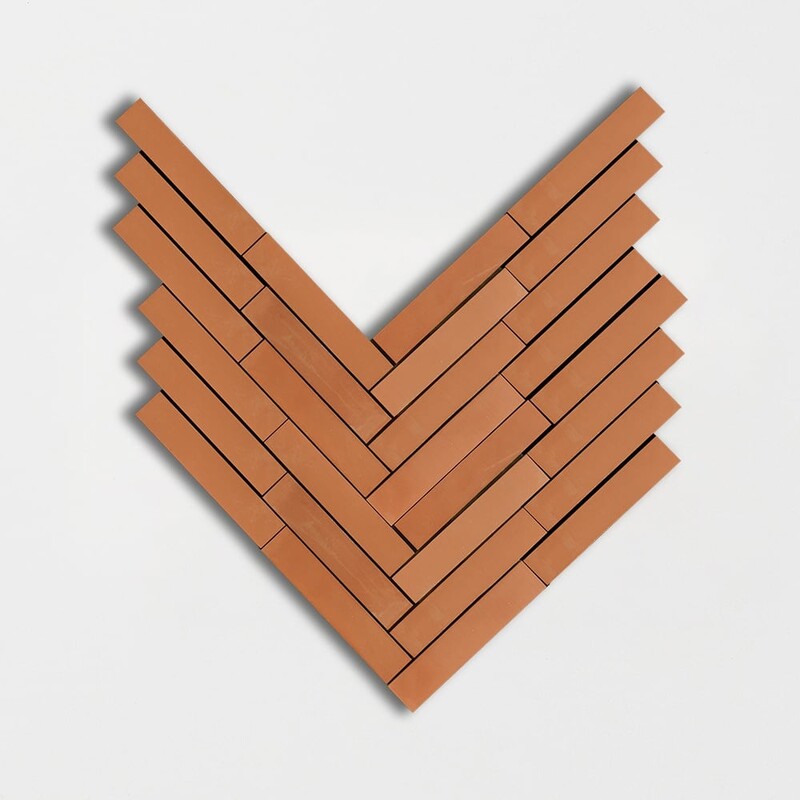 Cotto Natural Large Herringbone Terracotta Mosaics 13 1/2×15 5/8