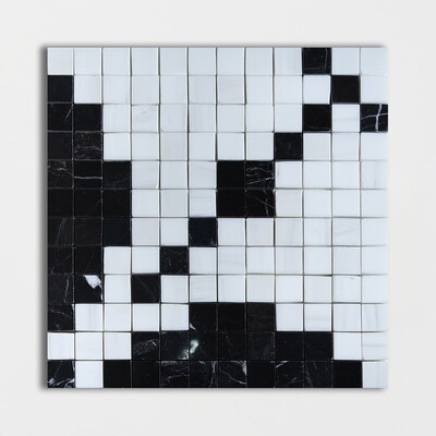 Black, Bianco Dolomiti Multi Finish Ziggurat Marble Mosaics 12×12