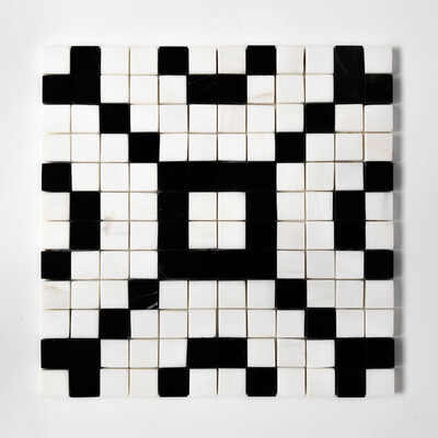 Black, Bianco Dolomiti Multi Finish Square Laser Marble Mosaic 11 3/8x11 3/8