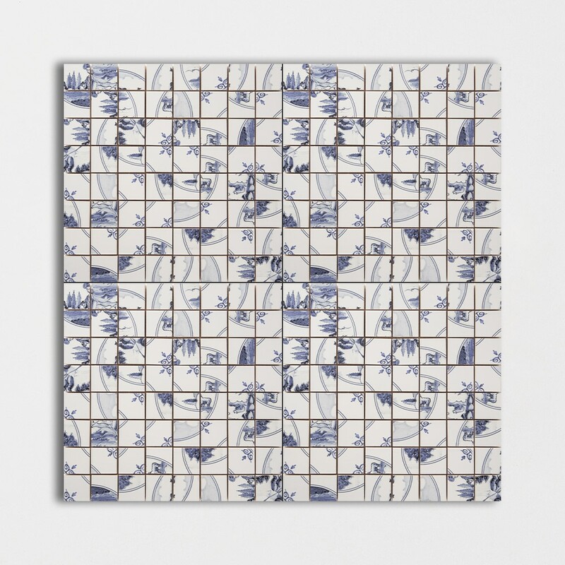 Scenic Mismatch Glazed Double Dutch Ceramic Mosaics 11 7/32×11 7/32