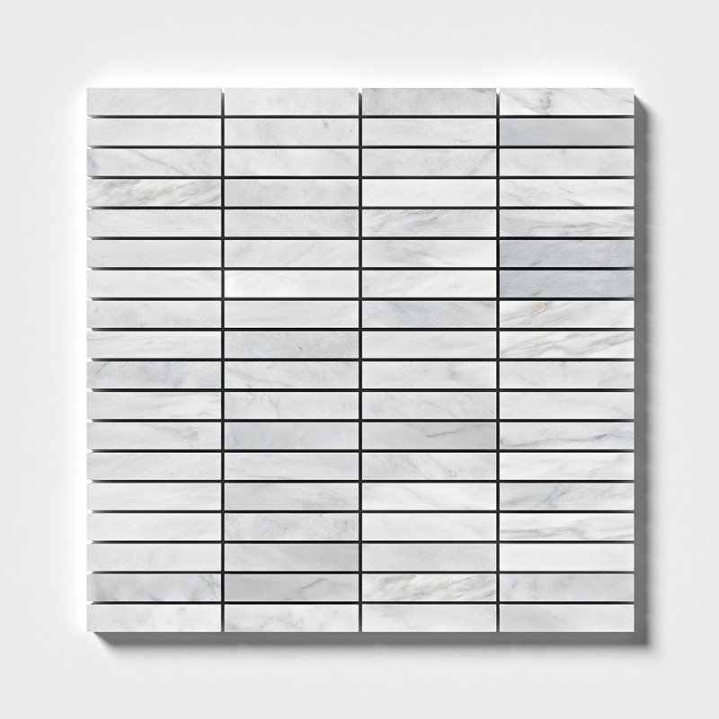 Carrara T Honed 5/8×3 Marble Mosaics 12×12