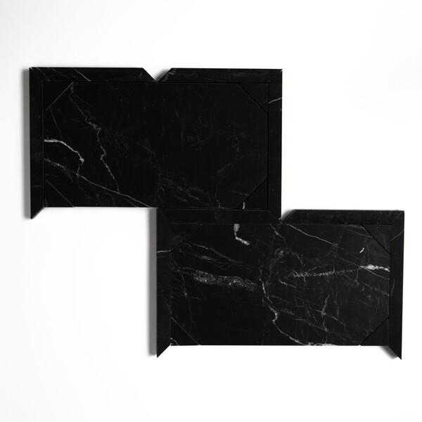 Black Honed French Interlock Marble Mosaics 12 1/4×15 7/8