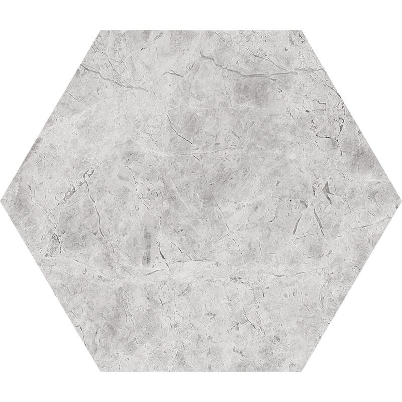 Silver Shadow Honed Hexagon Waterjet Marble Tiles 5 25/32×5