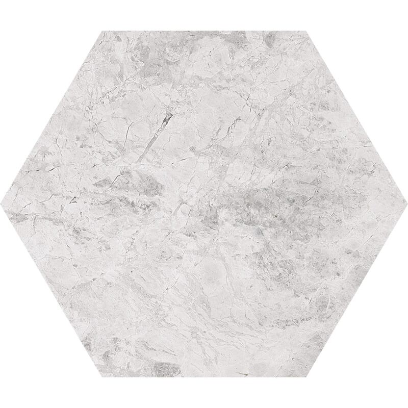 Silver Clouds Polished Hexagon Waterjet Marble Tiles 5 25/32×5