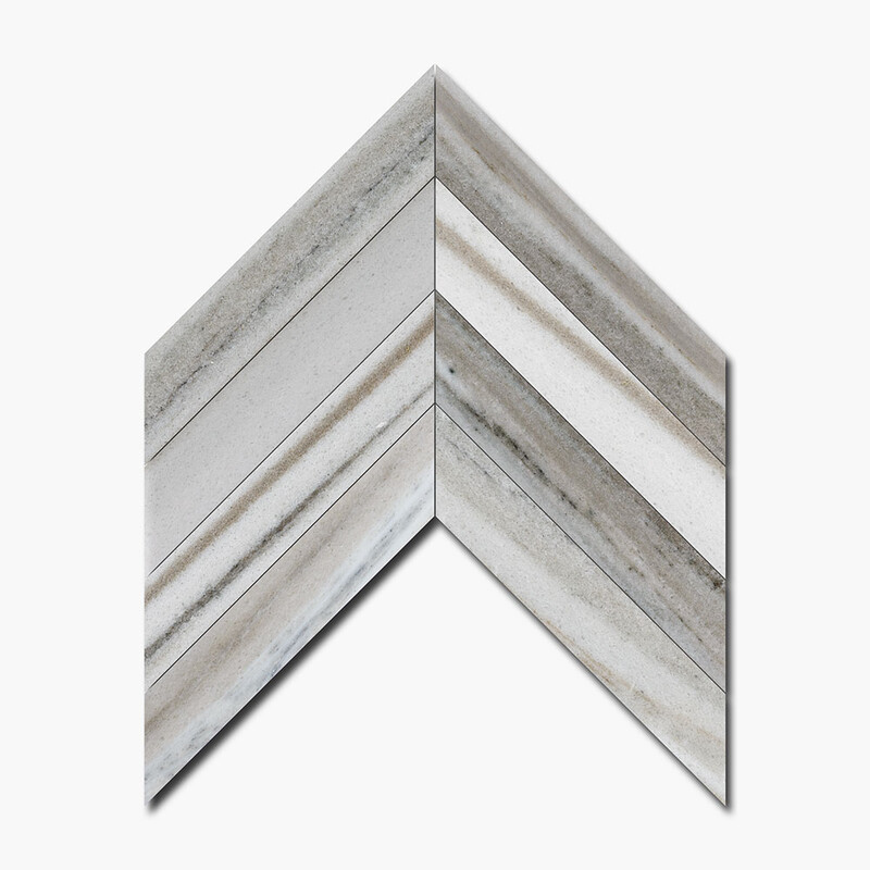 Skyline Vein Cut Polished Chevron Waterjet Marble Wall Decos 4×12