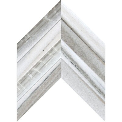 Skyline Vein Cut Honed Chevron Waterjet Marble Mosaics 13×10