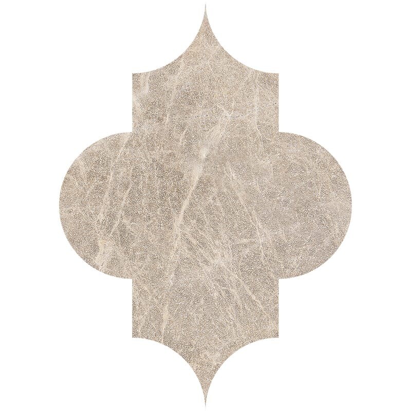 Emperador Light Fine Textured Arabesque Waterjet Marble Waterjet Mosaics 6×8 1/4