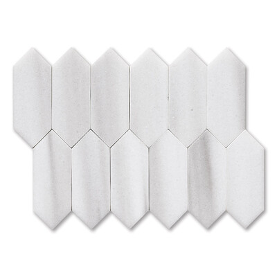 Mink Mosaico de mármol blanco pulido mediano 13 3/16x11 1/16