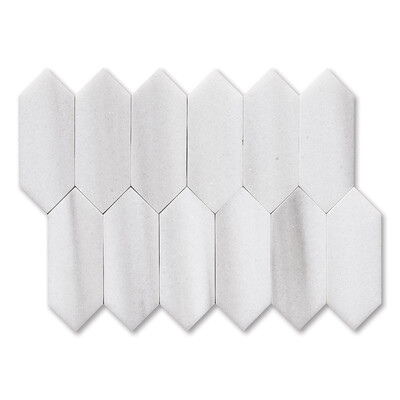 Mink White Polished Medium Picket Waterjet Marble Mosaics 13 3/16×11 1/16