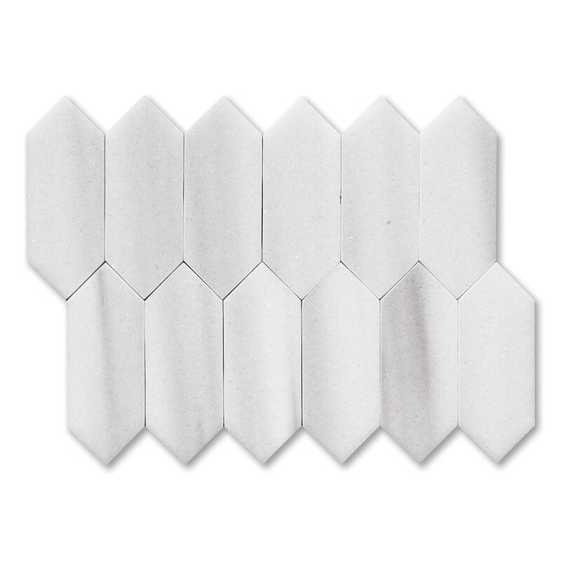Mink White Polished Medium Picket Waterjet Marble Mosaics 13 3/16×11 1/16