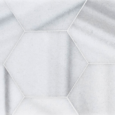 Hexagon Mink White Polished Marble Waterjet Decos 5 25/32x5