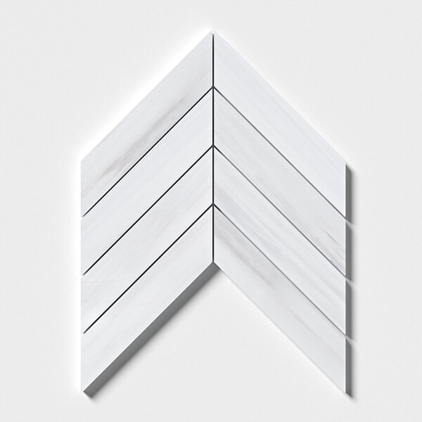 Bianco Dolomiti Polished Chevron Waterjet Marble Waterjet Mosaics 13×10
