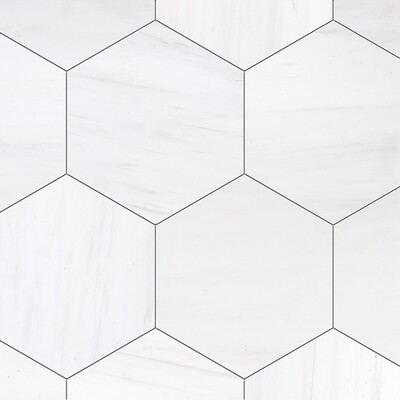 Bianco Dolomiti Mármol hexagonal apomazado 8x8