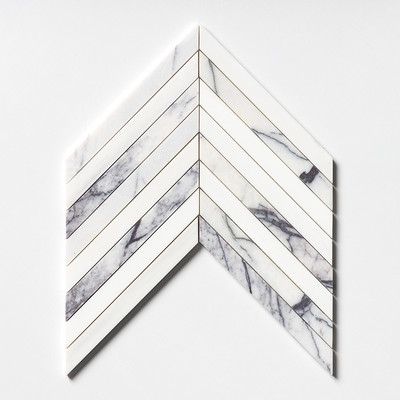 Lilac Honed Thin Chevron Waterjet Marble Mosaics 10×13