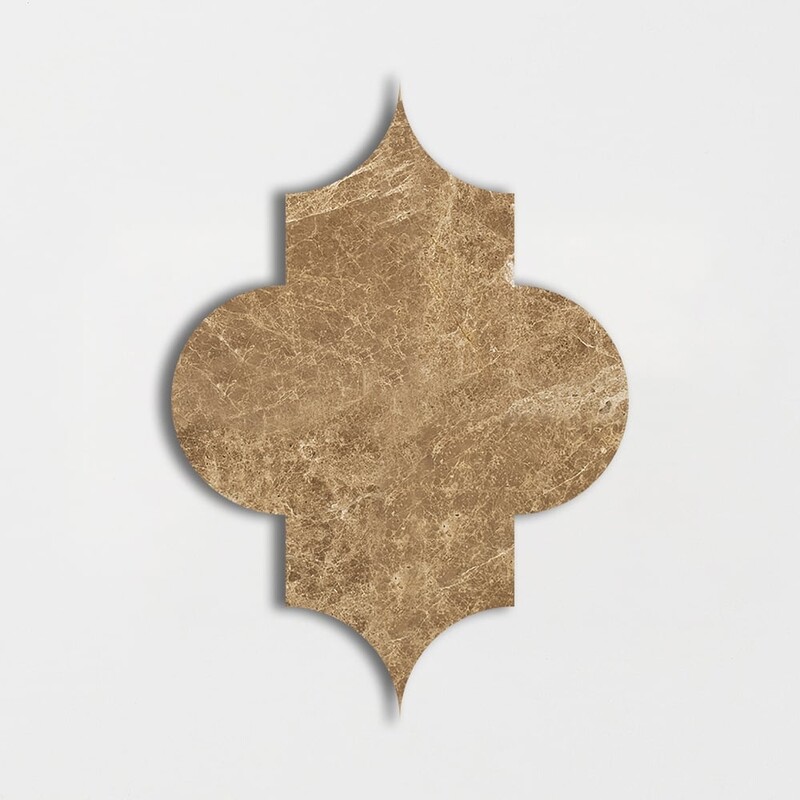 Mosaicos de mármol Emperador Light pulido con arabesco y chorro de agua, 8×11