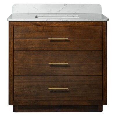 Carrara Contour Warm Walnut Bathroom Vanities 37×22